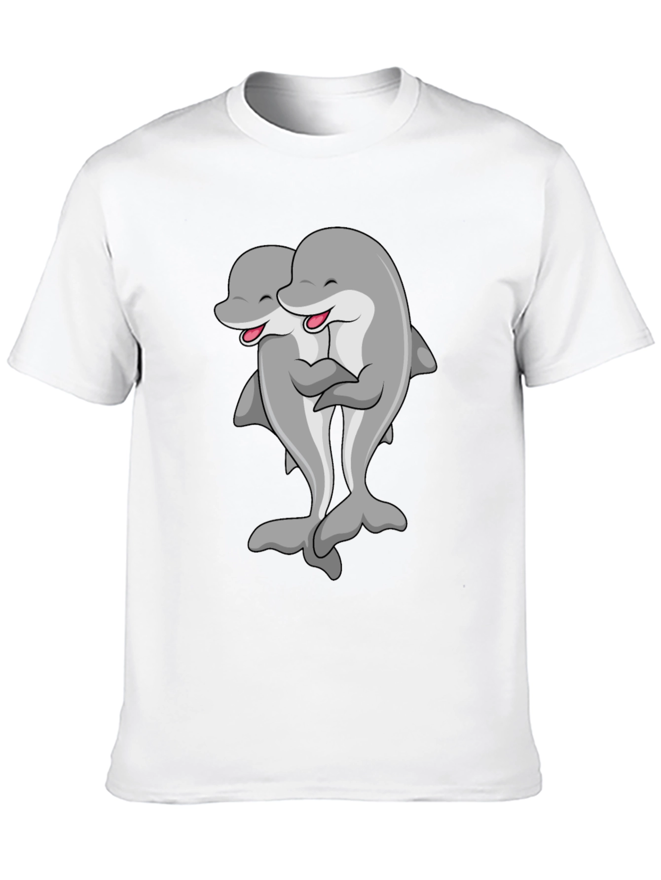 Cute Dolphin Hug Black T-Shirt