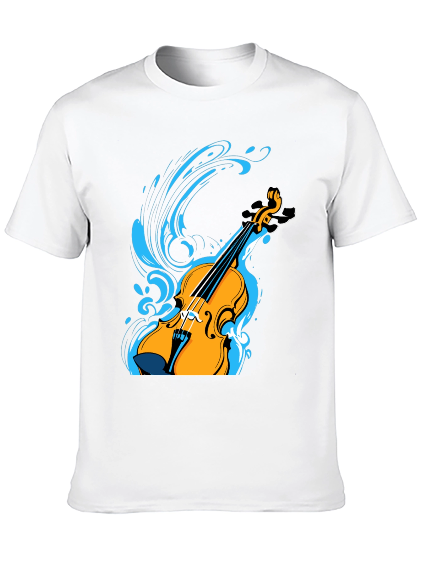 Violin Splash Graphic Tee - Black Cotton Blend Shirt
