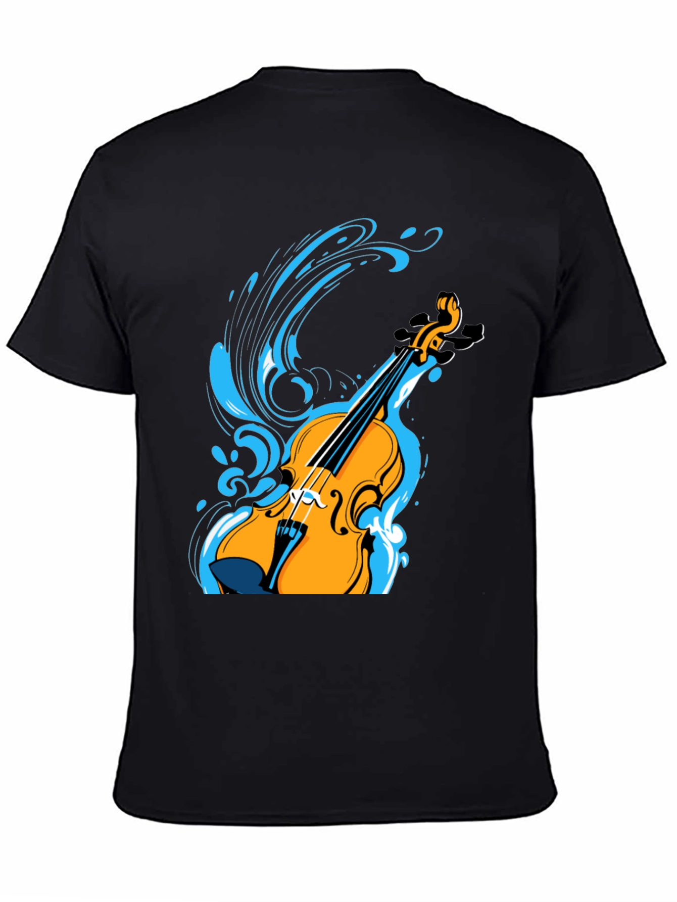 Violin Splash Graphic Tee - Black Cotton Blend Shirt