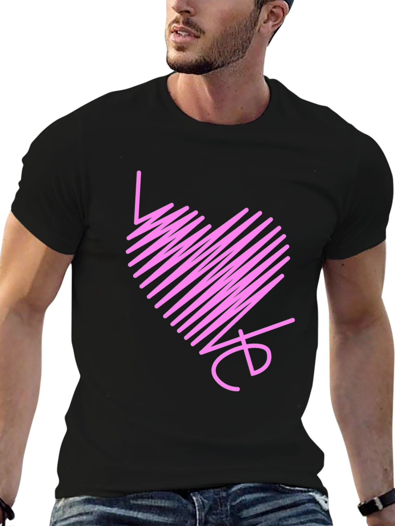 Love Heart Scribble Black T-Shirt