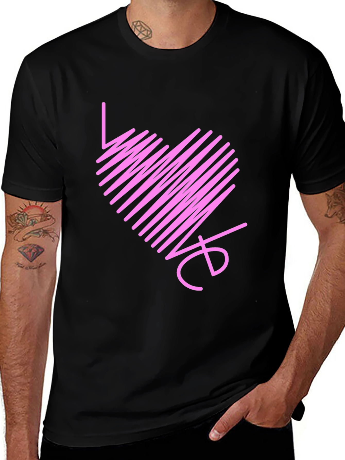 Love Heart Scribble Black T-Shirt