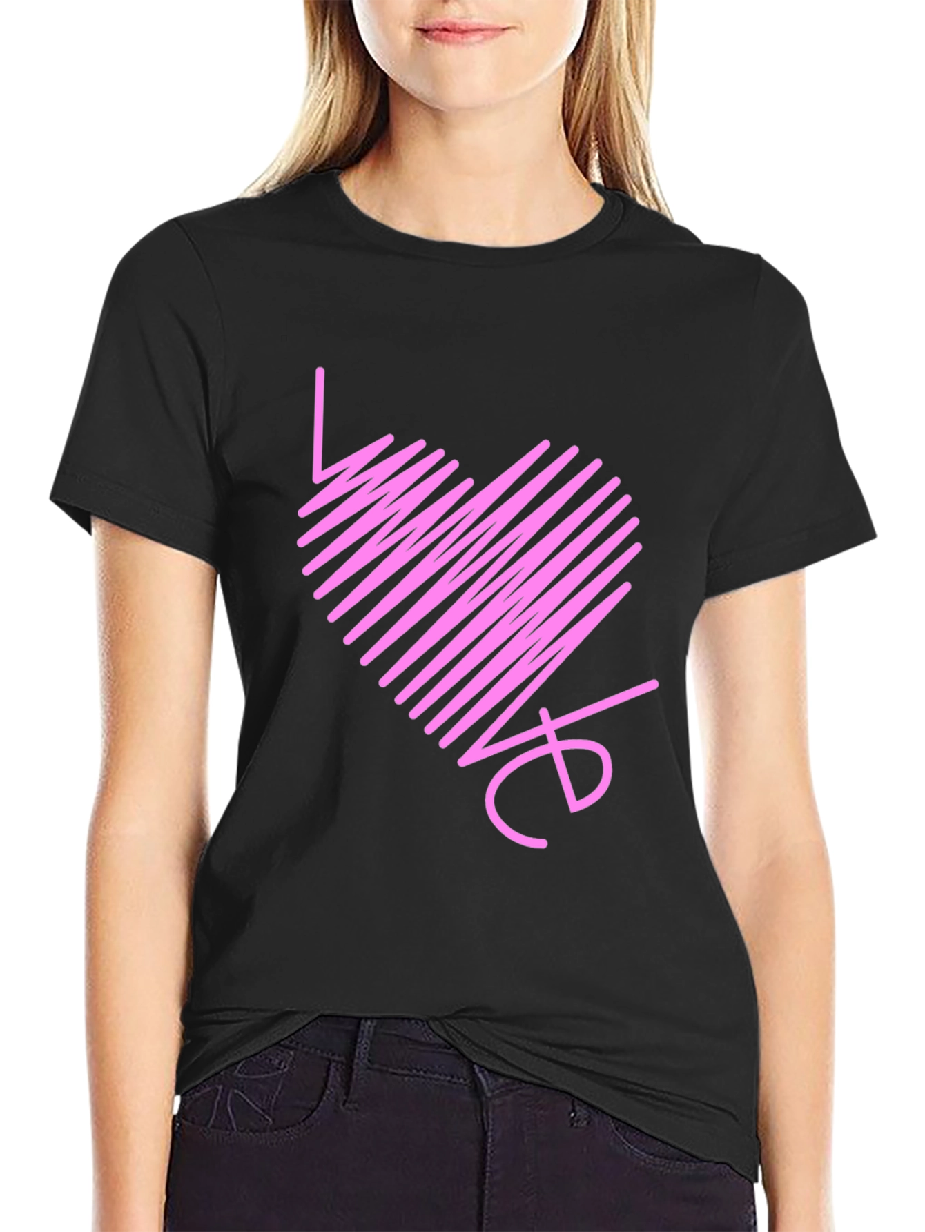 Love Heart Scribble Black T-Shirt