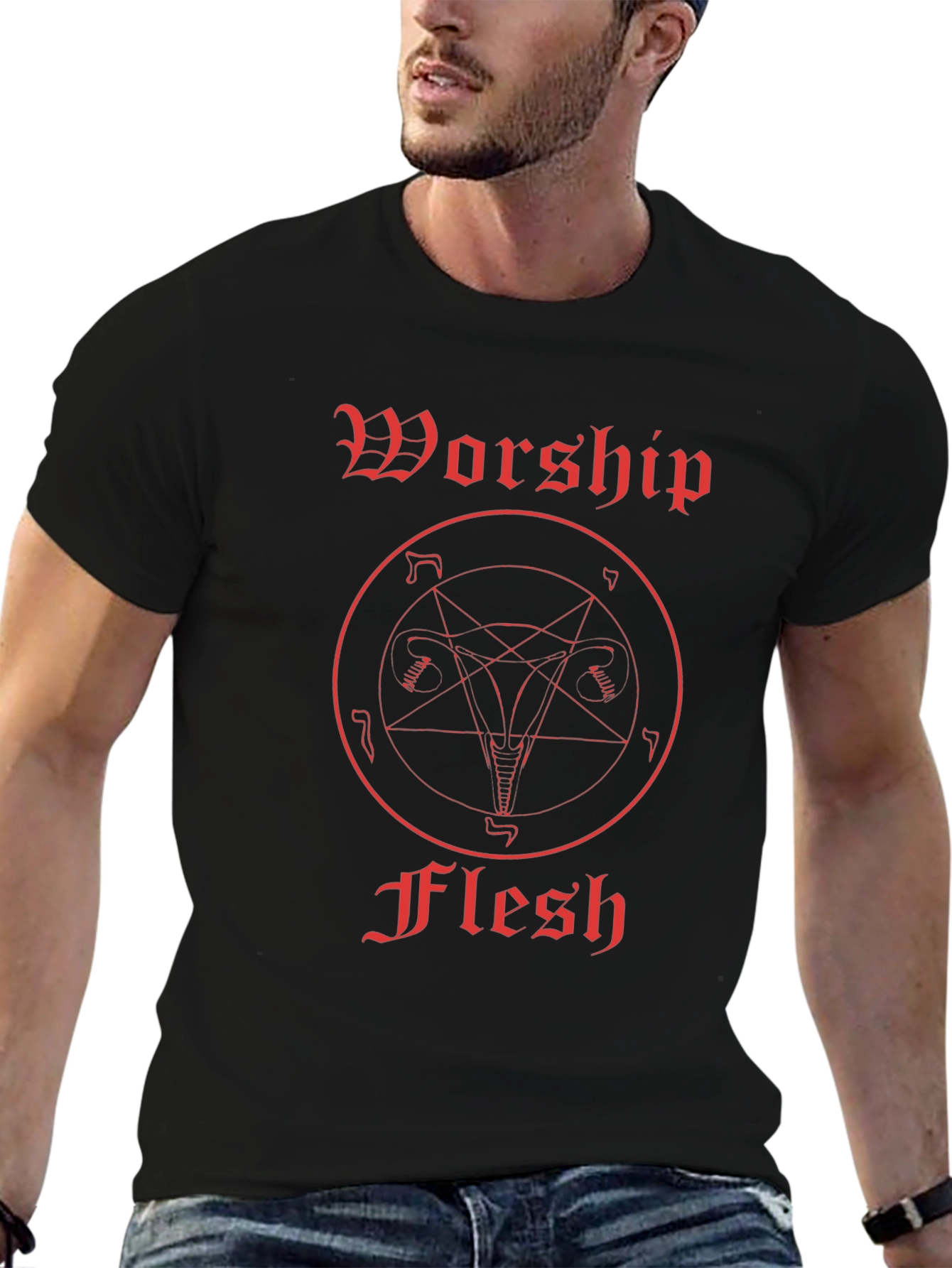Worship Flesh Graphic Tee - Black