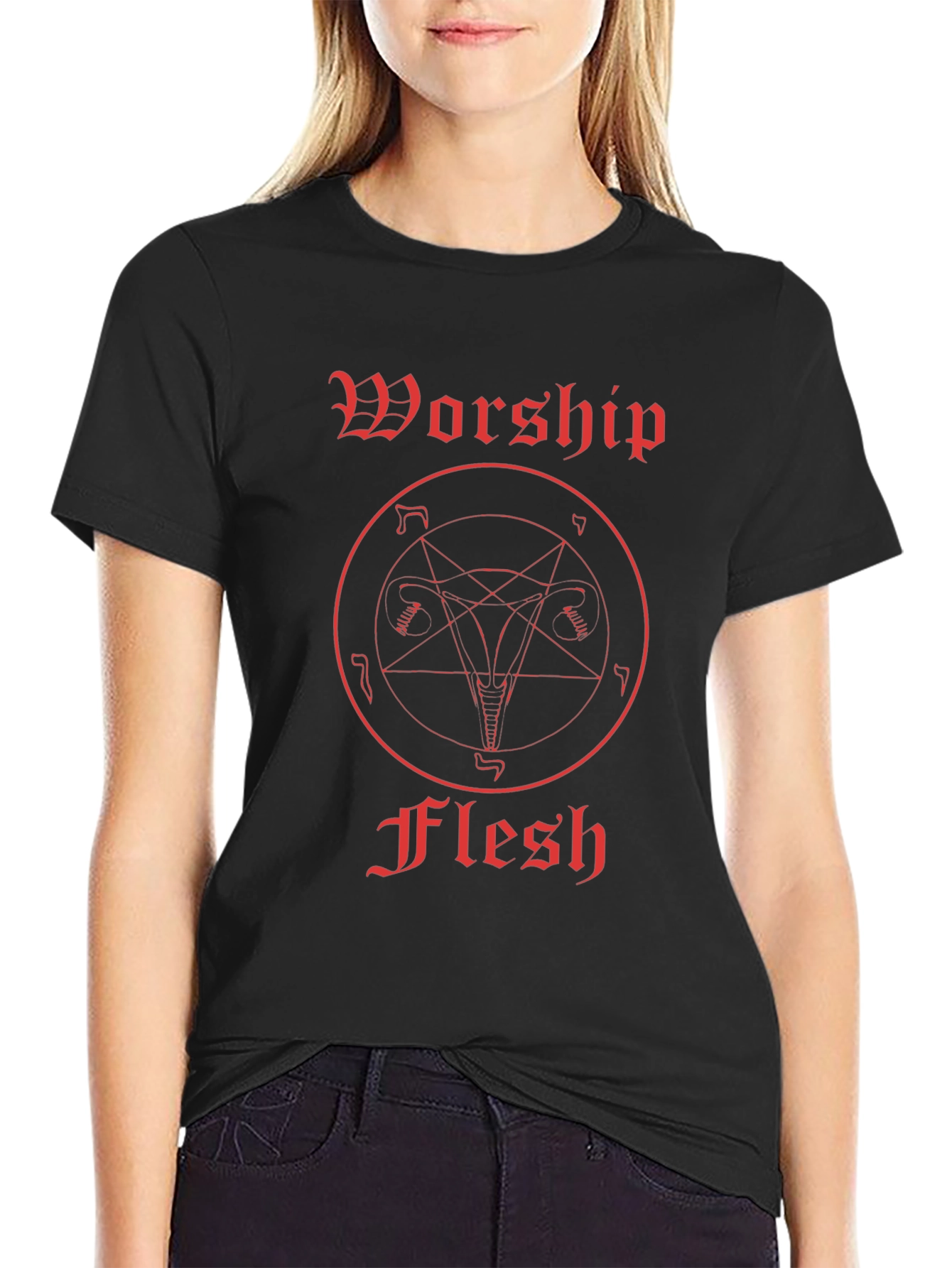 Worship Flesh Graphic Tee - Black