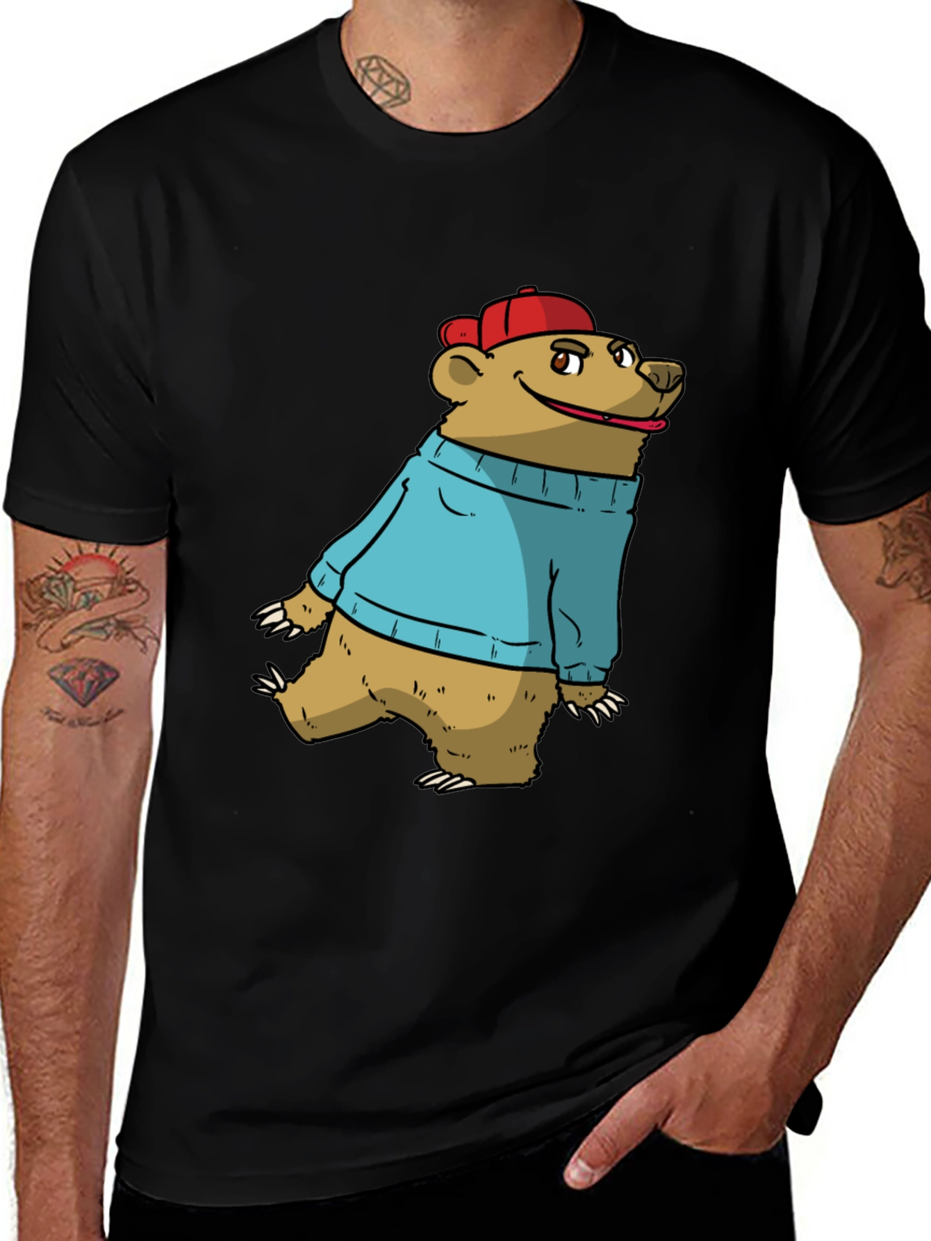 Bear in Sweater Graphic Tee - Casual Comfort