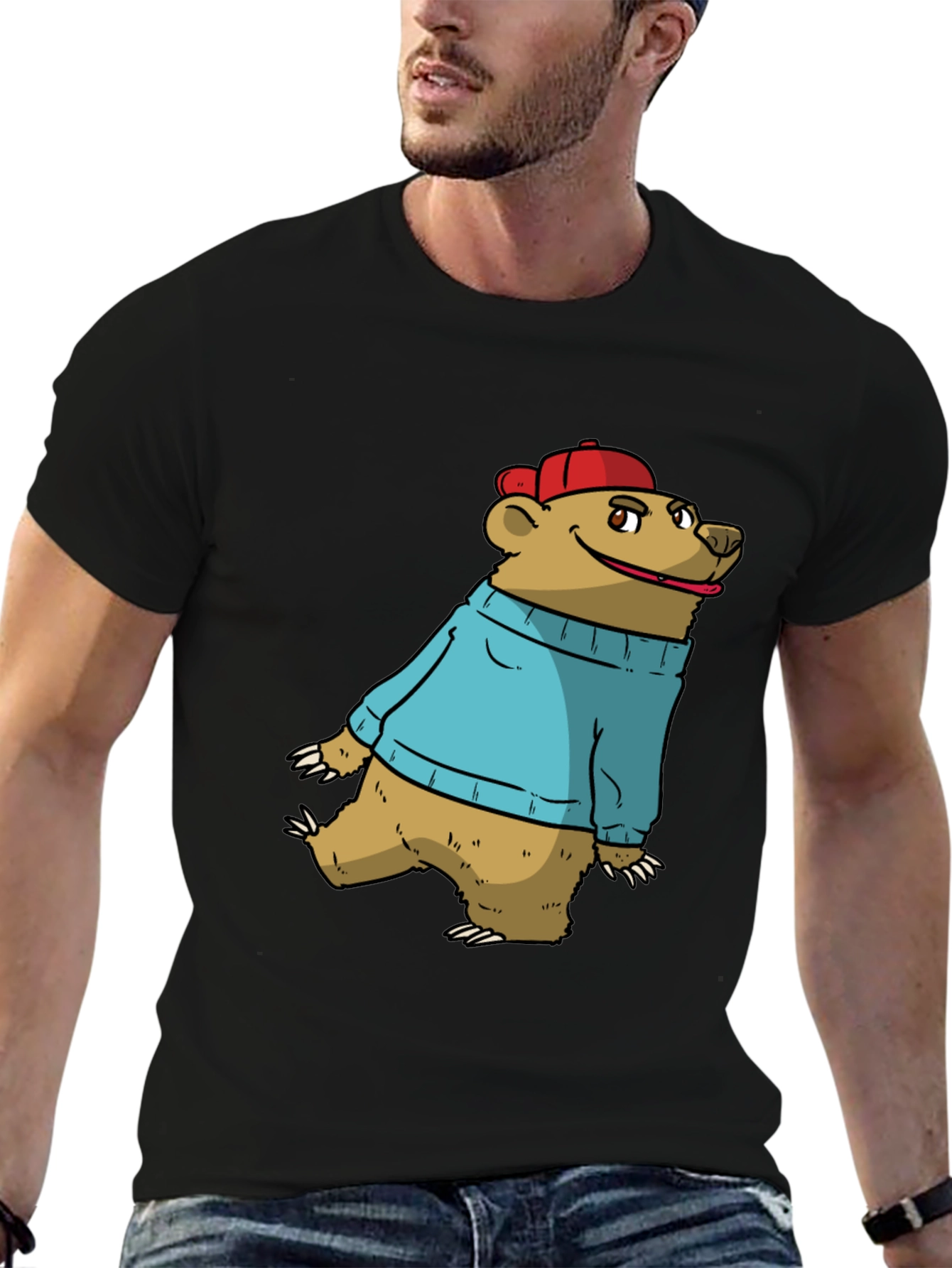 Bear in Sweater Graphic Tee - Casual Comfort