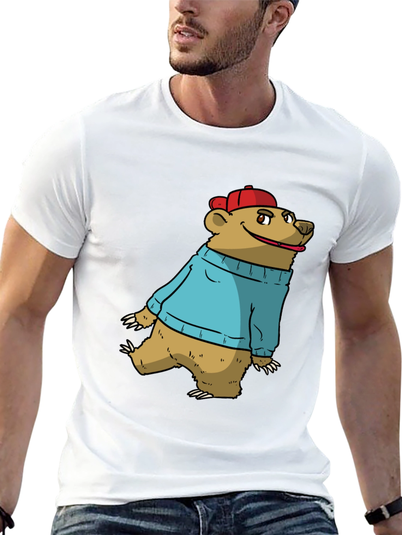 Bear in Sweater Graphic Tee - Casual Comfort