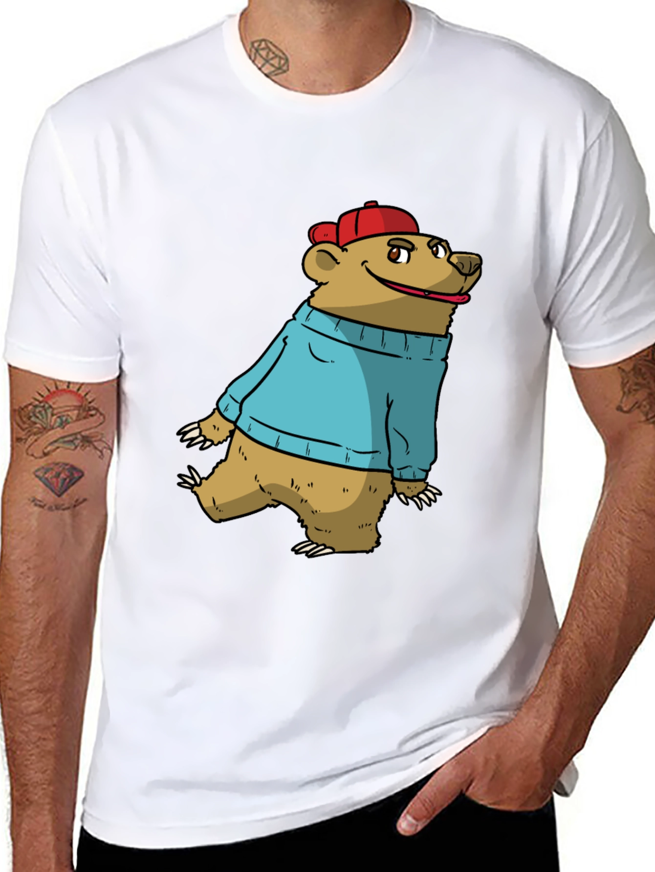 Bear in Sweater Graphic Tee - Casual Comfort