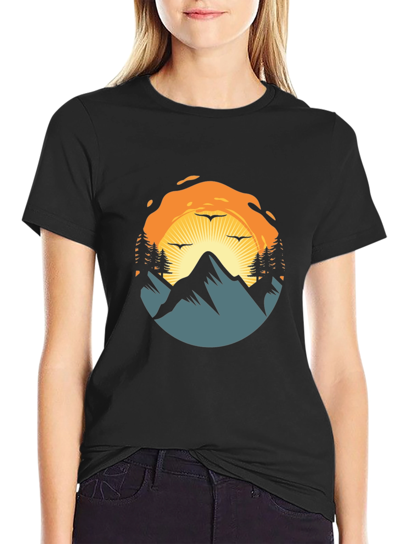 Mountain Sunset Graphic Tee - Nature Adventure Shirt