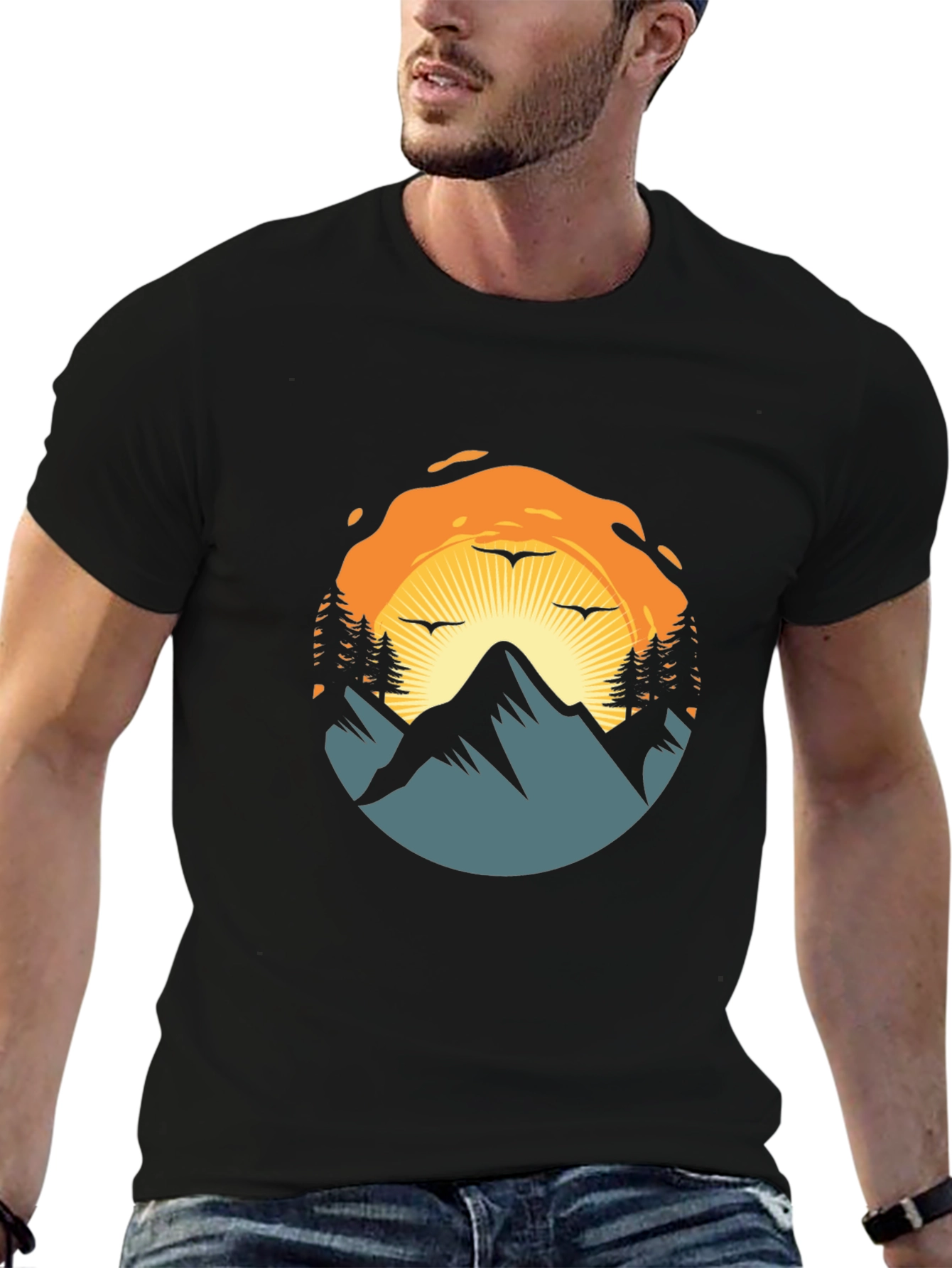 Mountain Sunset Graphic Tee - Nature Adventure Shirt