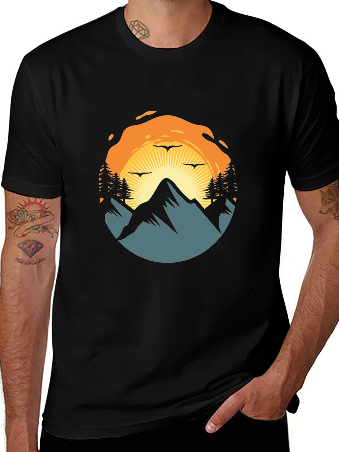 Mountain Sunset Graphic Tee - Nature Adventure Shirt