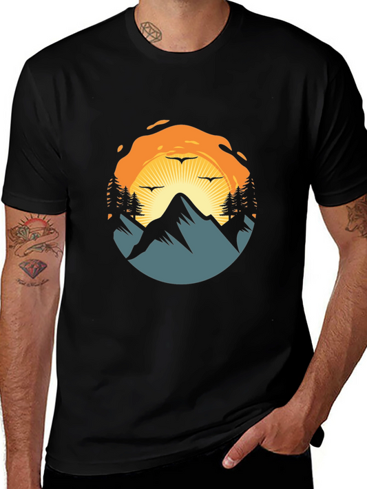 Mountain Sunset Graphic Tee - Nature Adventure Shirt