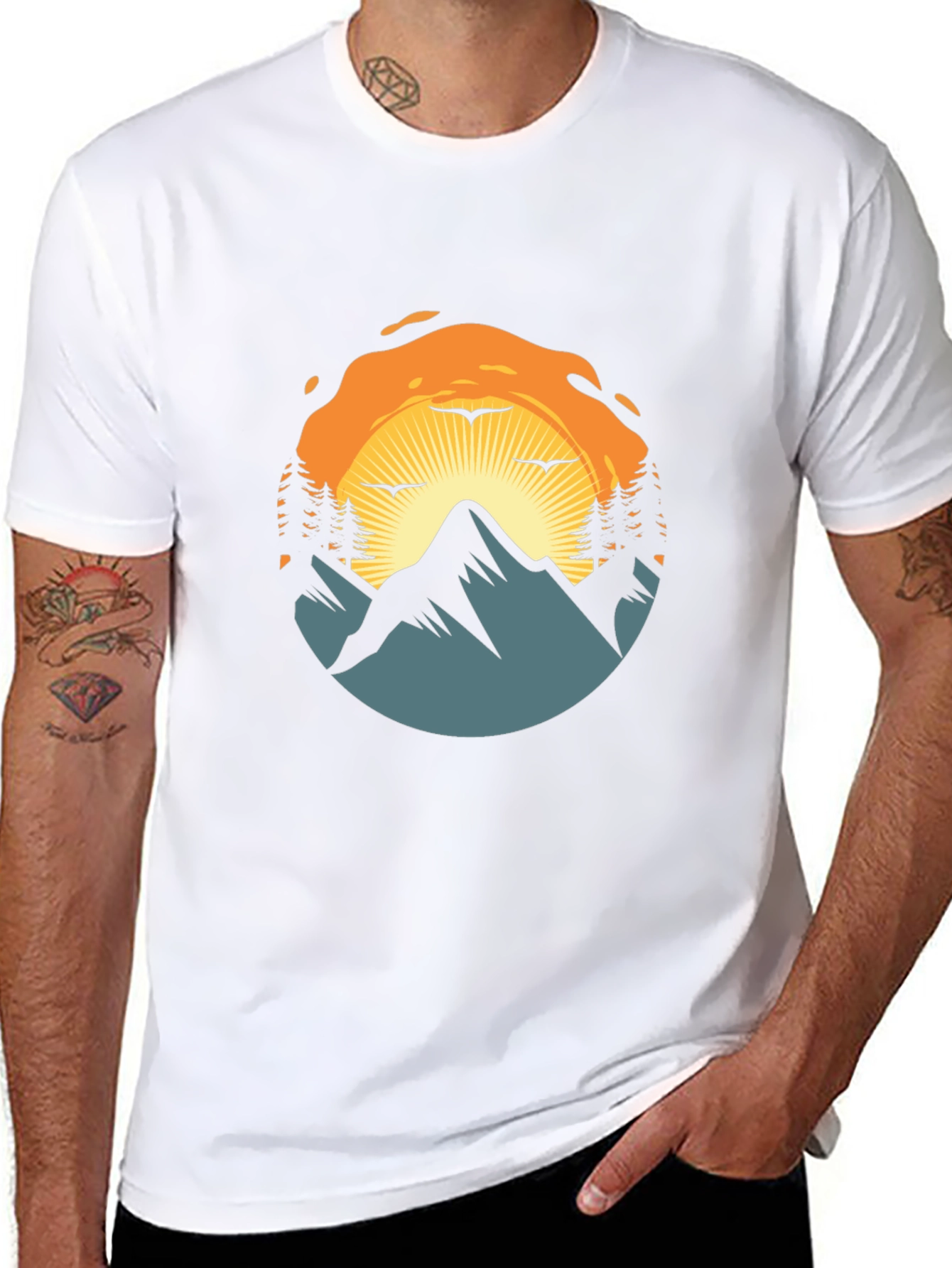 Mountain Sunset Graphic Tee - Nature Adventure Shirt
