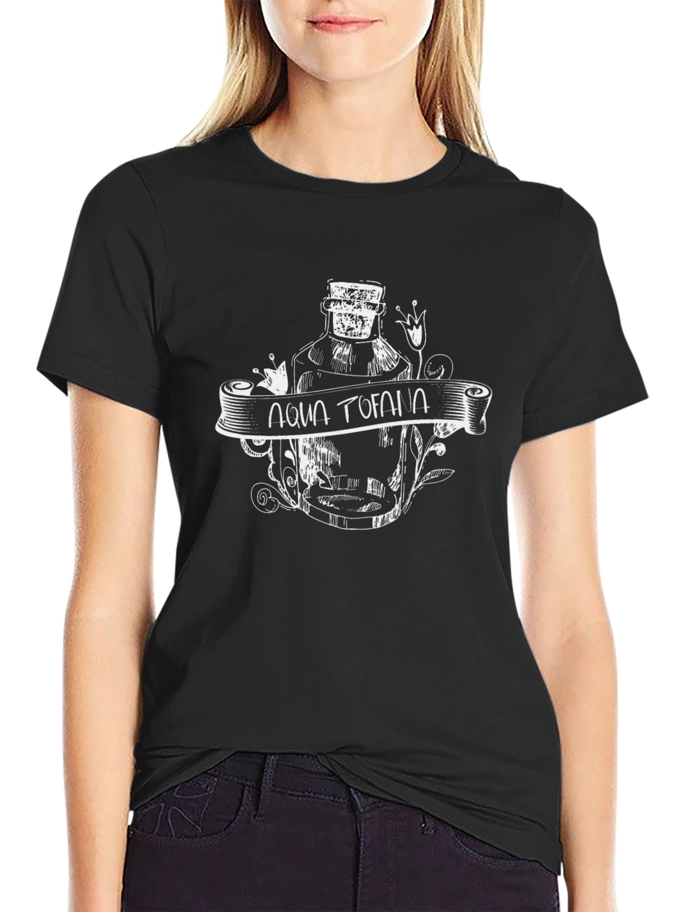 Aqua Tofana Graphic Print Black T-Shirt
