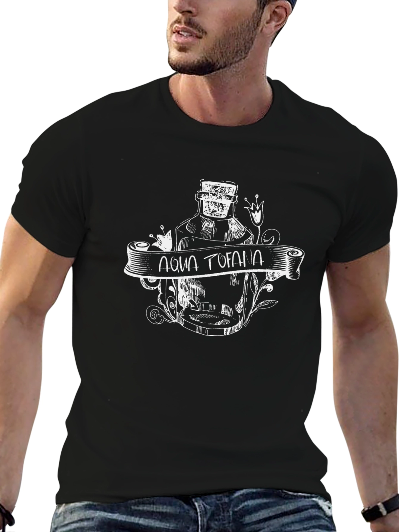 Aqua Tofana Graphic Print Black T-Shirt