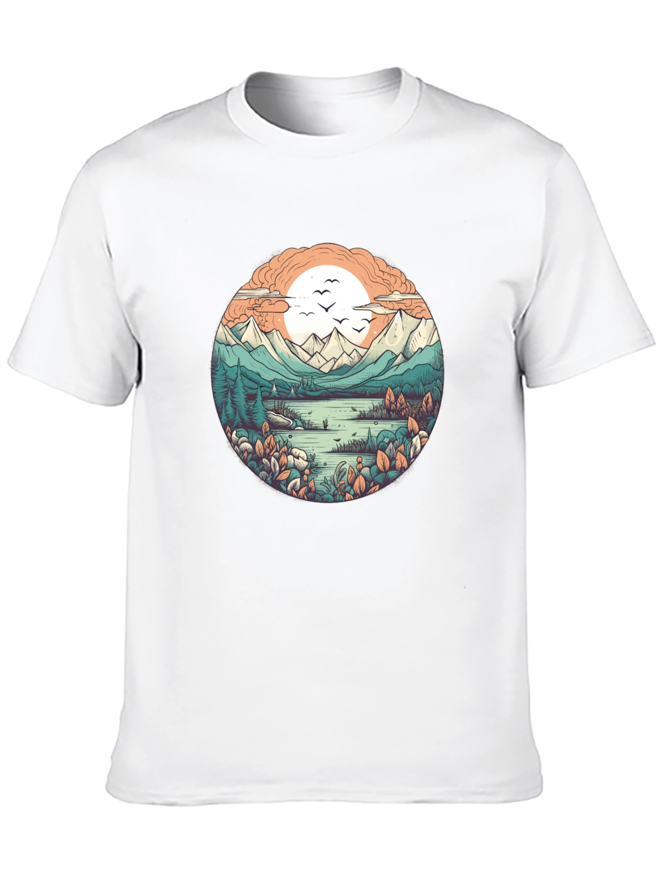 Nature Landscape Graphic Tee - Soft Black Cotton