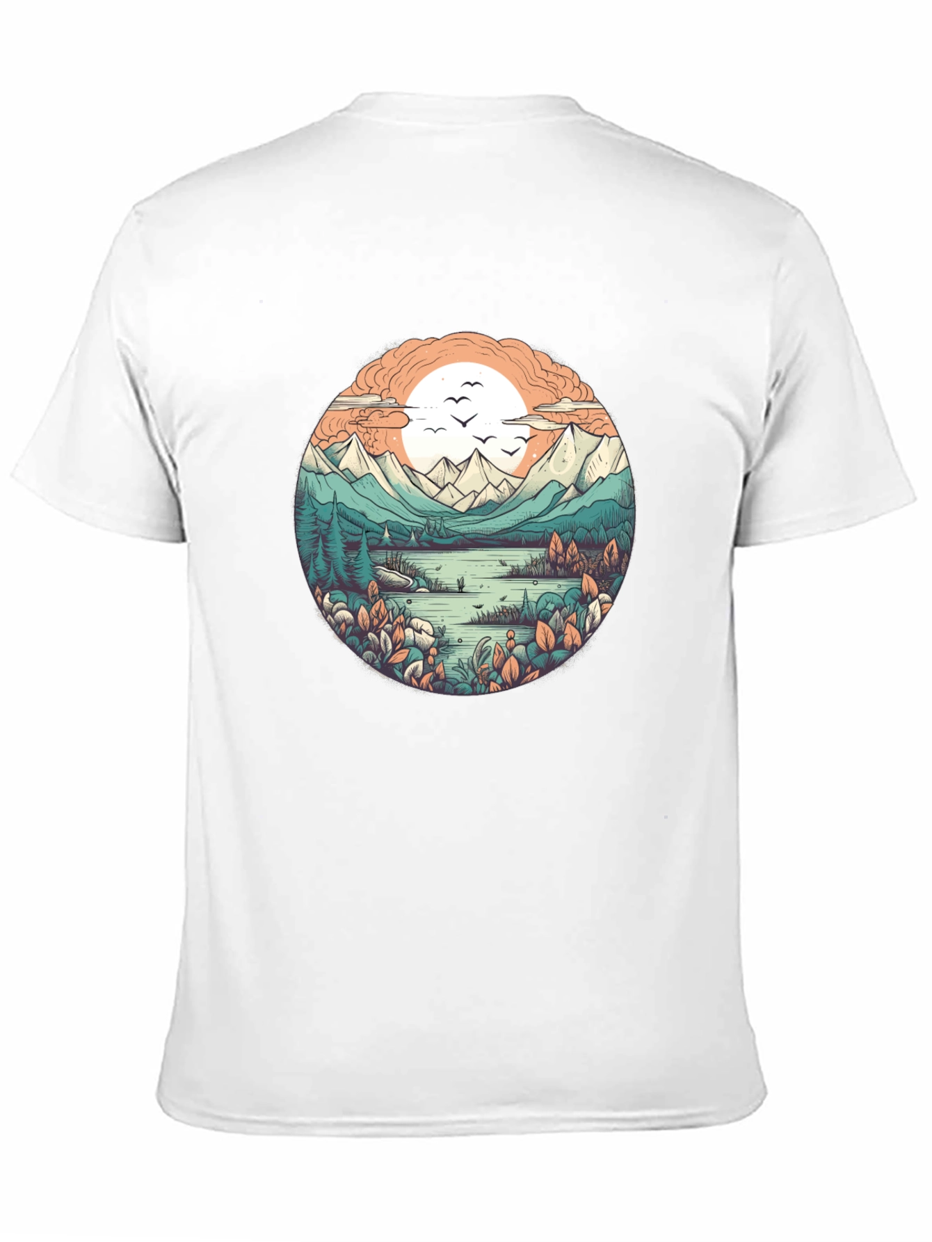 Nature Landscape Graphic Tee - Soft Black Cotton
