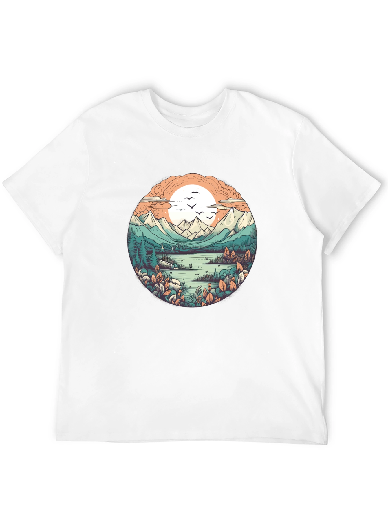 Nature Landscape Graphic Tee - Soft Black Cotton