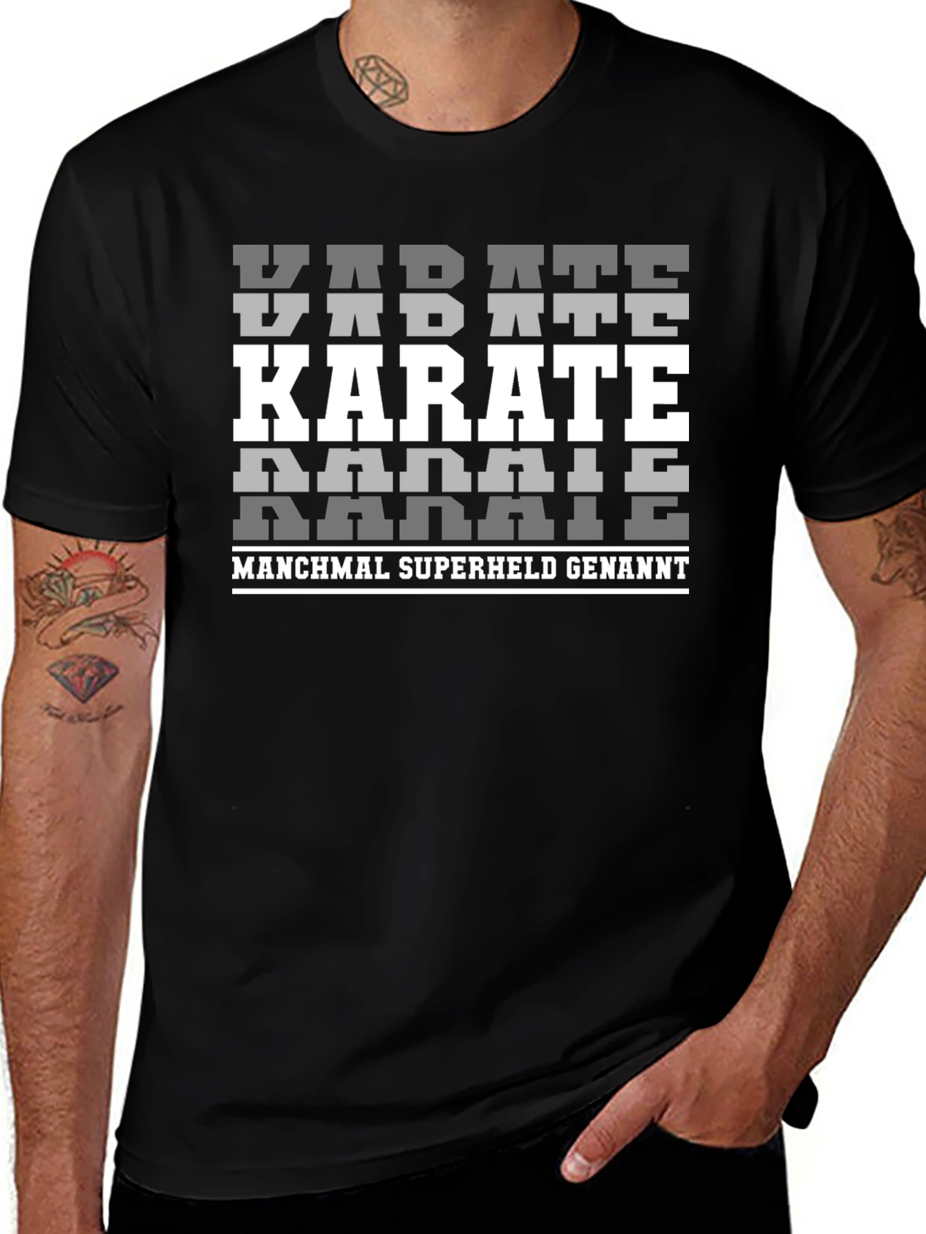 Karate Superheld Black T-Shirt