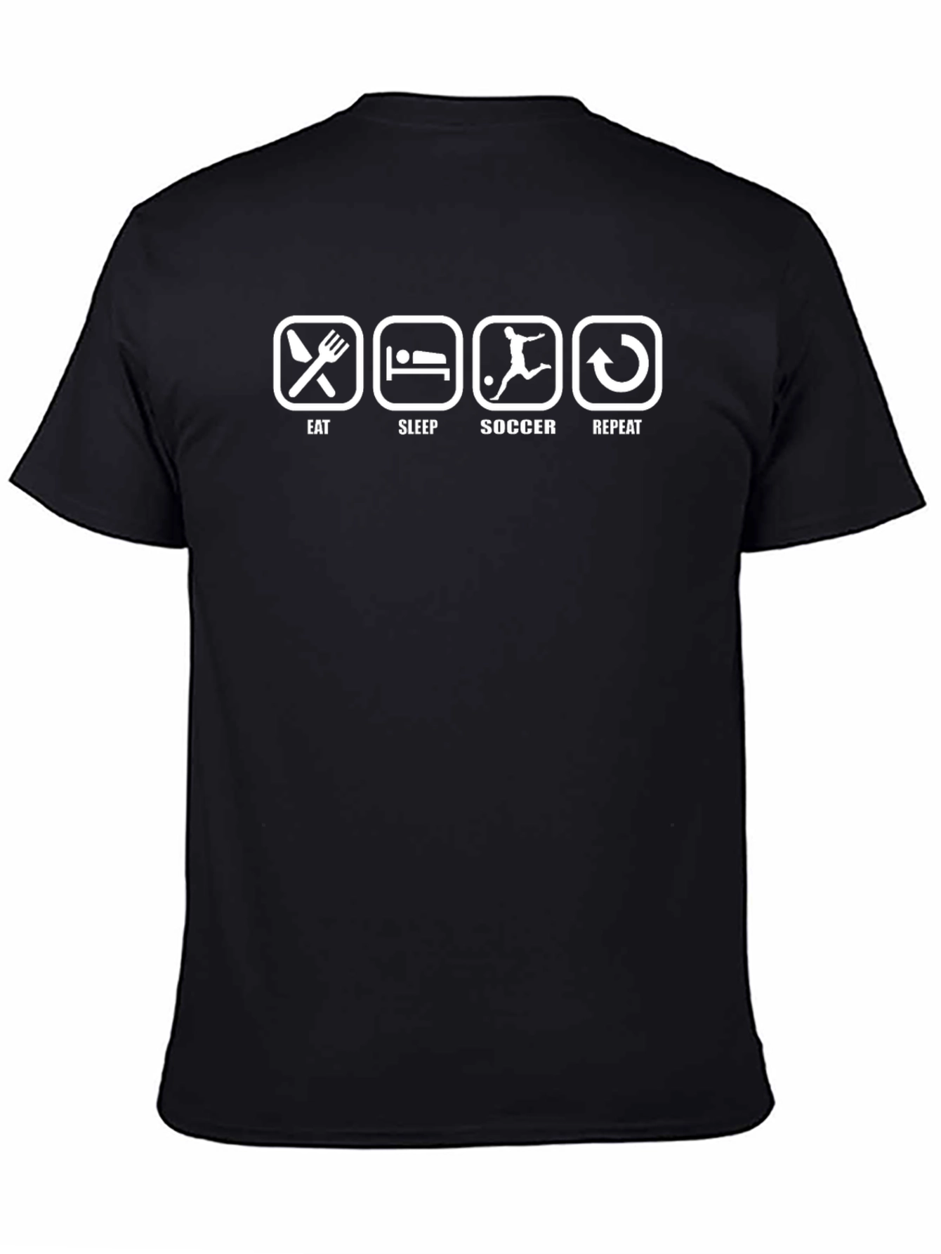 Eat Sleep Soccer Repeat Black Graphic T-Shirt