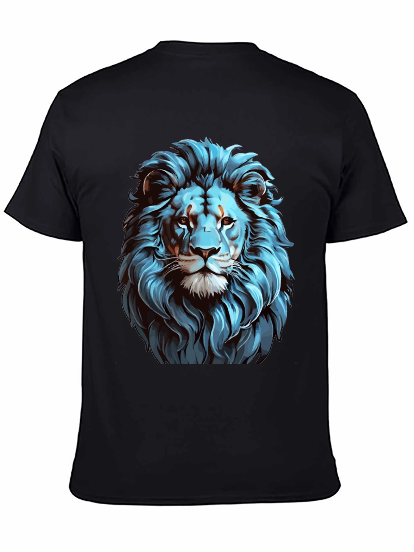 Cool Blue Lion Graphic Black T-Shirt