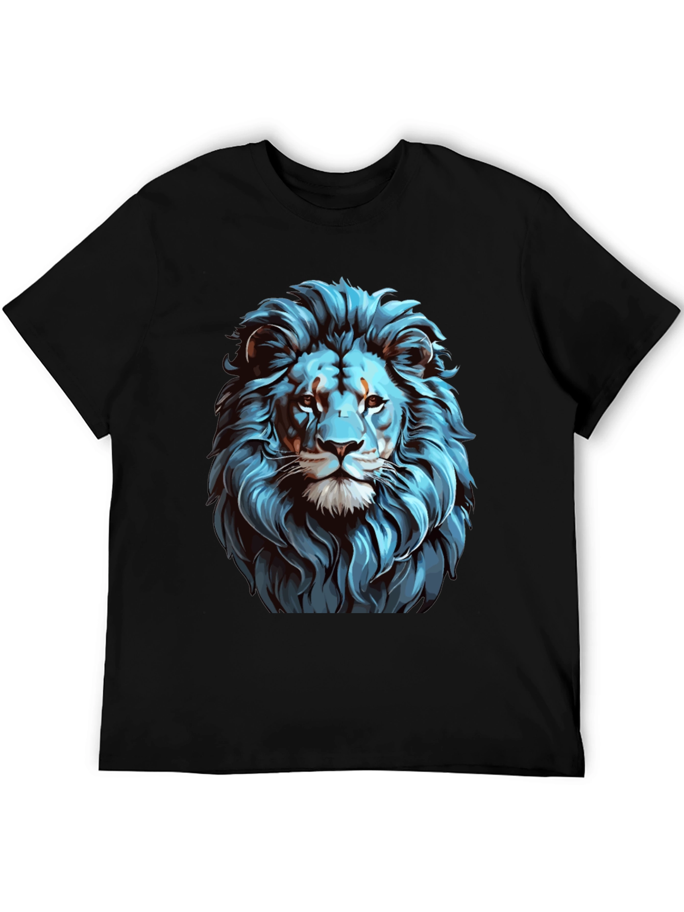 Cool Blue Lion Graphic Black T-Shirt