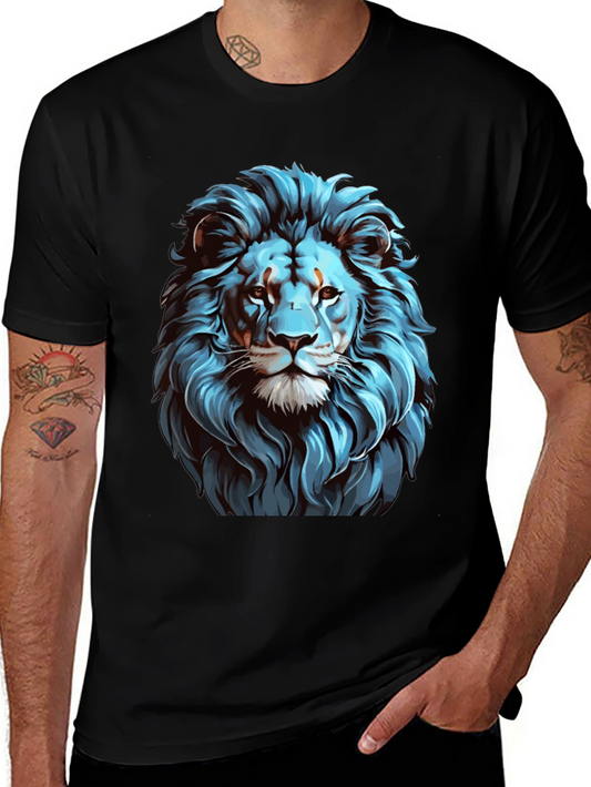 Cool Blue Lion Graphic Black T-Shirt