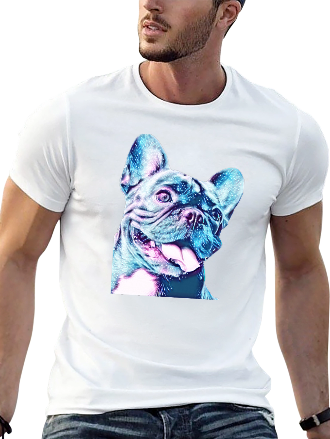 Dog Graphic Tee - Black Cotton Casual Shirt