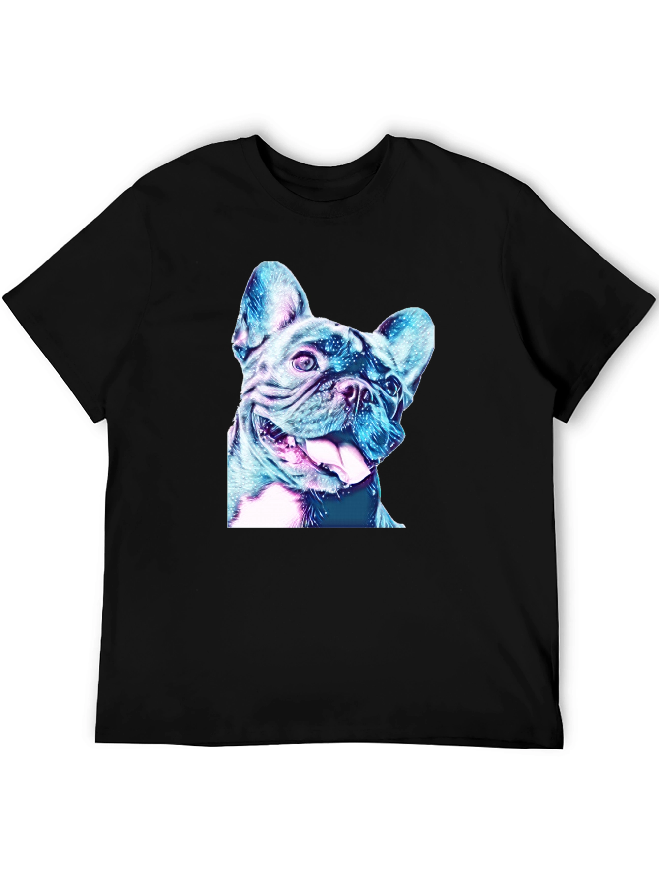 Dog Graphic Tee - Black Cotton Casual Shirt