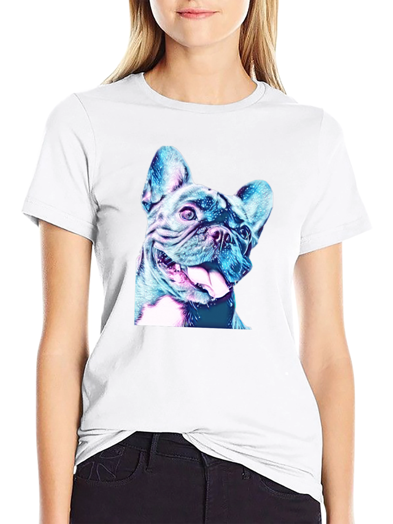 Dog Graphic Tee - Black Cotton Casual Shirt