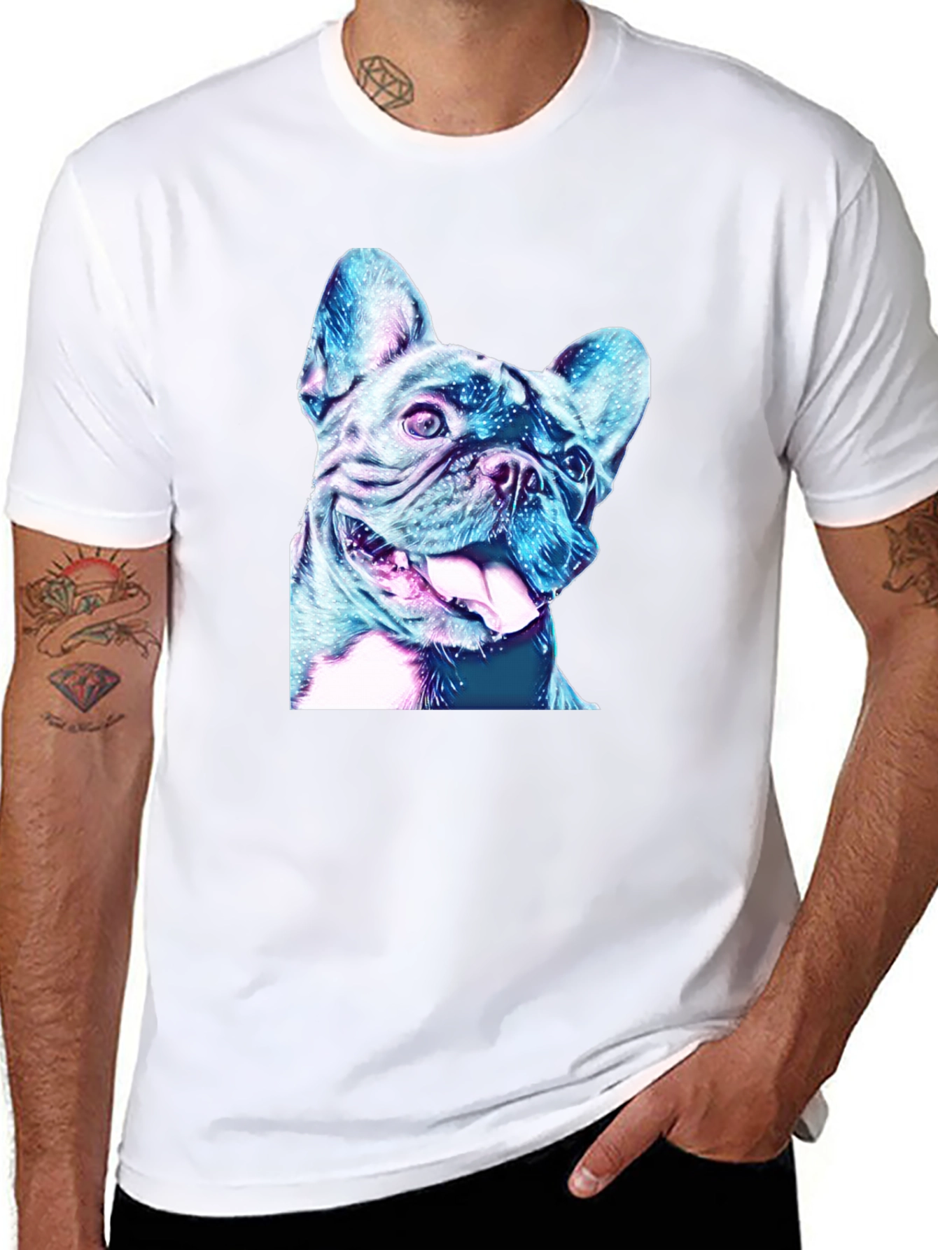 Dog Graphic Tee - Black Cotton Casual Shirt