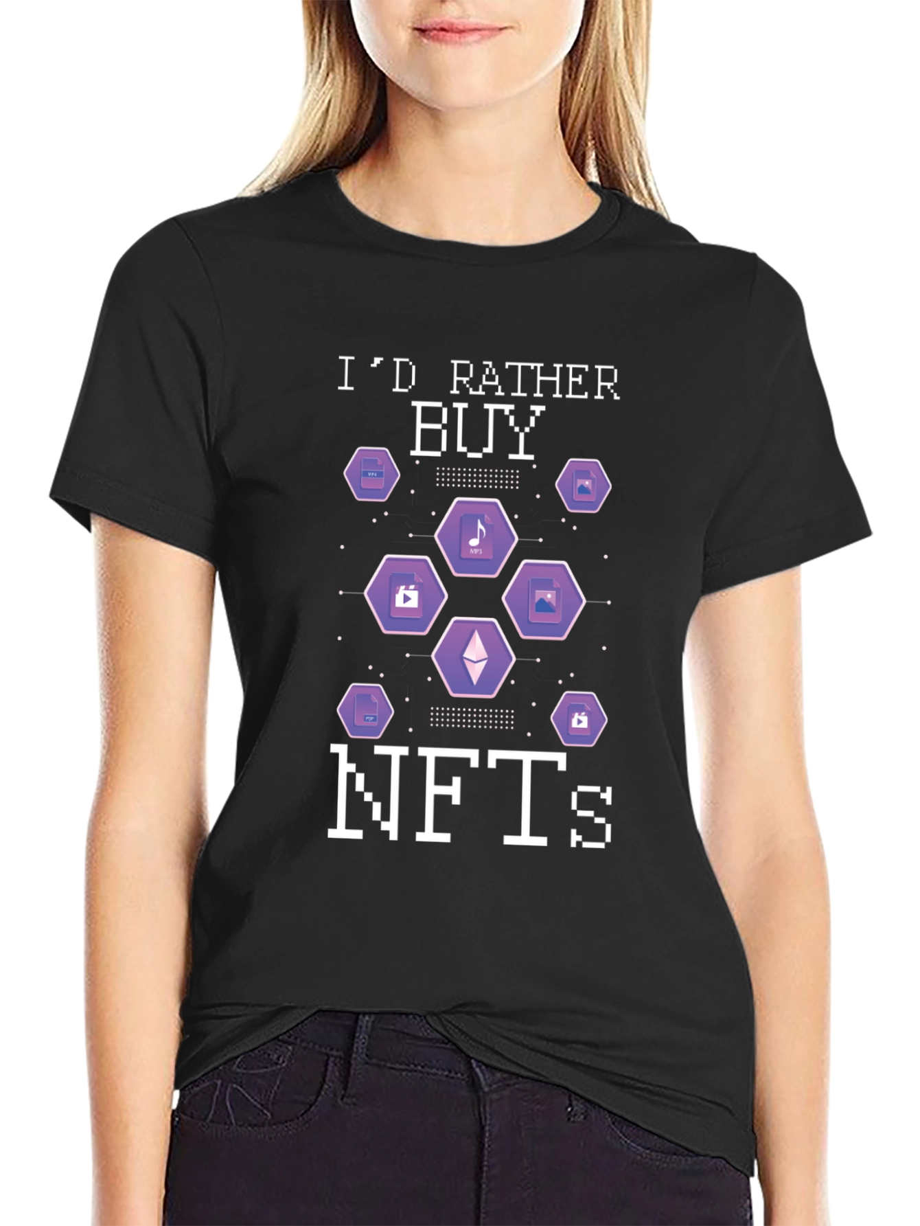 Id Rather Buy NFTs Black T-Shirt