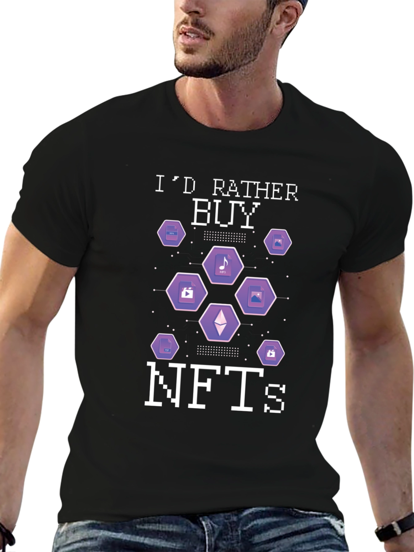 Id Rather Buy NFTs Black T-Shirt