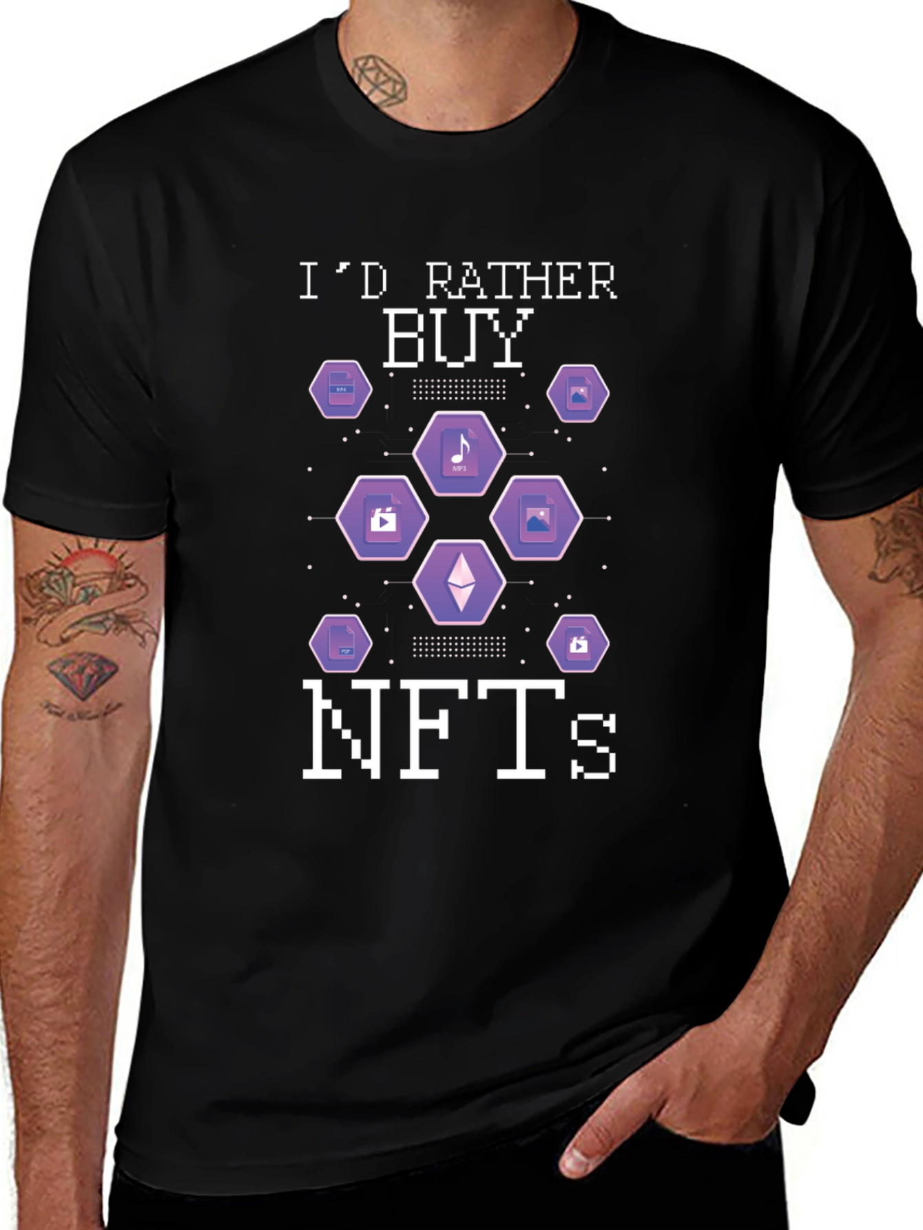 Id Rather Buy NFTs Black T-Shirt