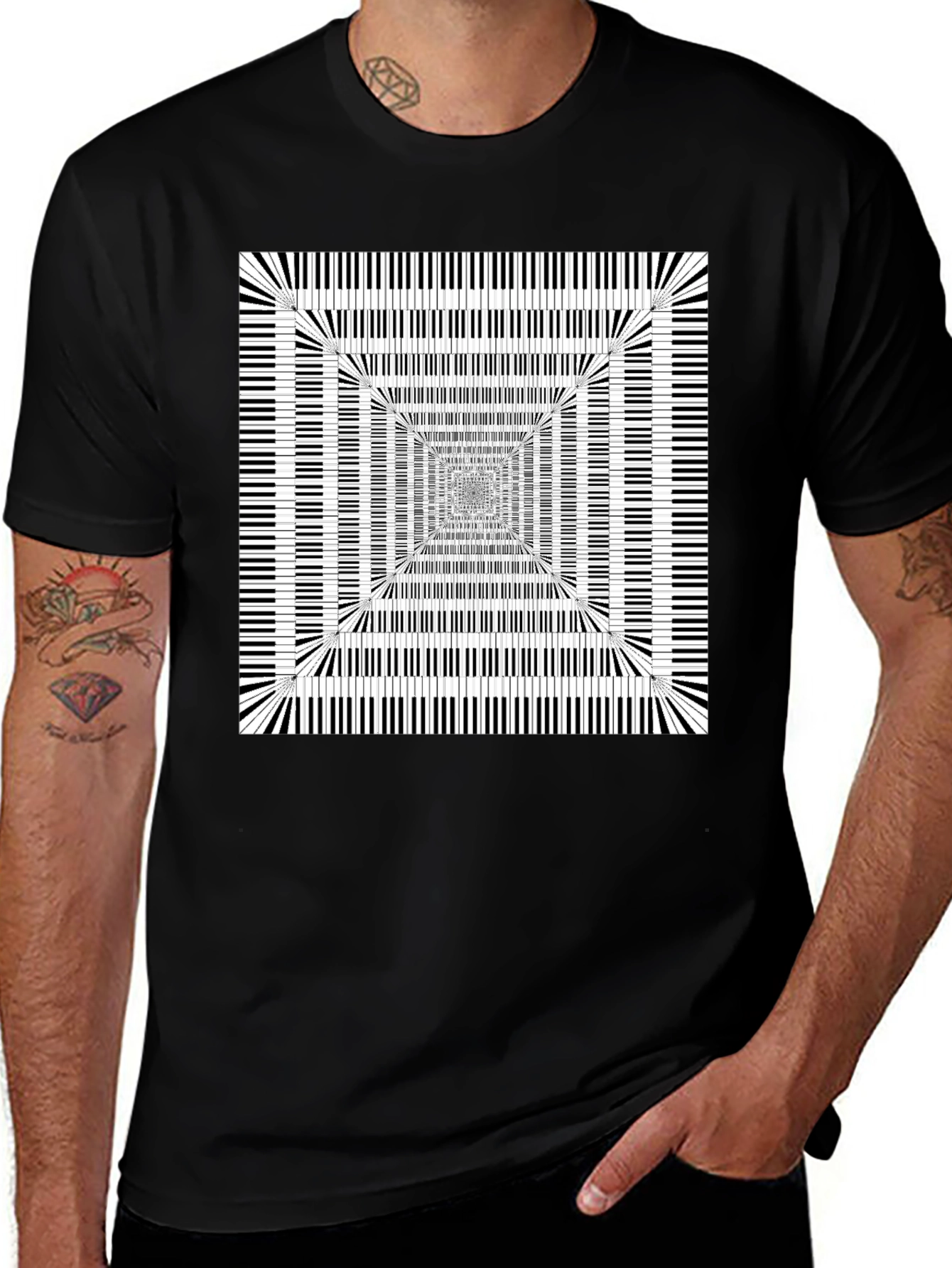 Optical Illusion Piano Keys Graphic Tee