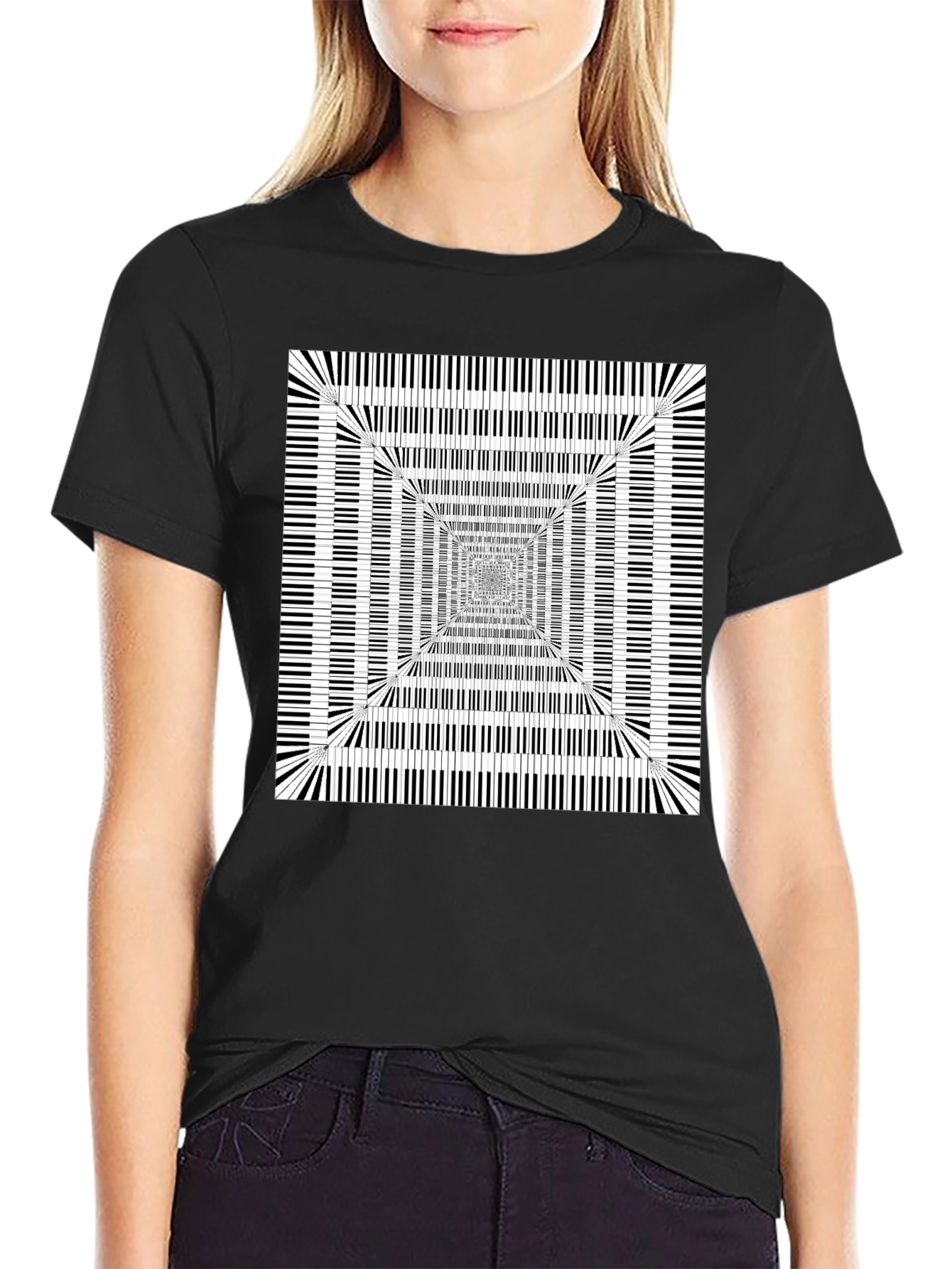 Optical Illusion Piano Keys Graphic Tee