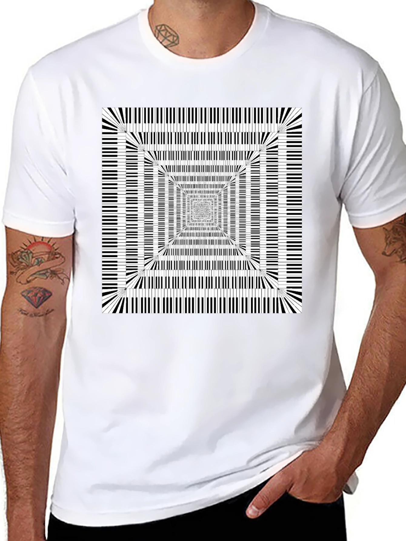 Optical Illusion Piano Keys Graphic Tee