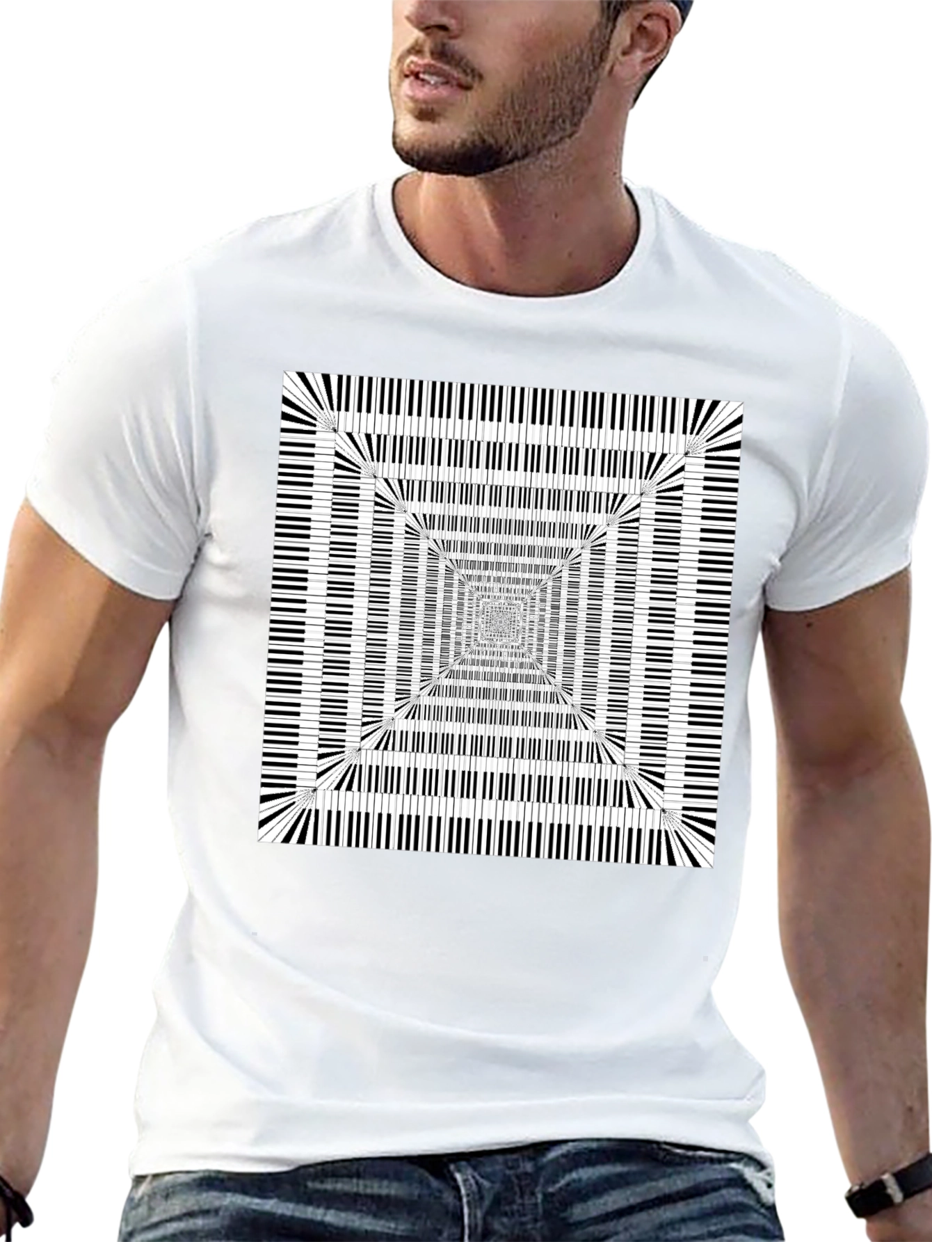 Optical Illusion Piano Keys Graphic Tee