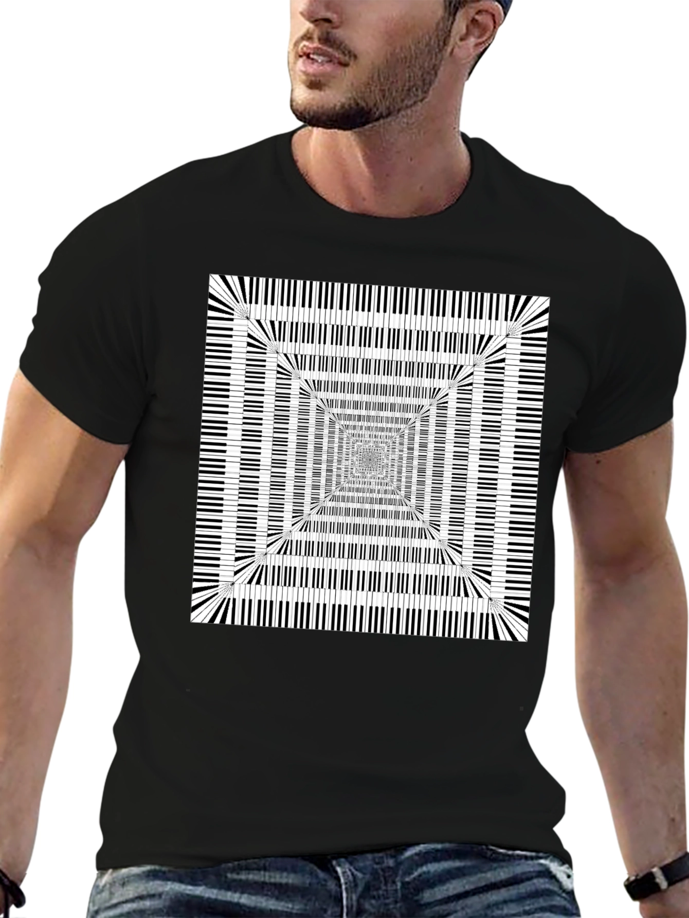 Optical Illusion Piano Keys Graphic Tee