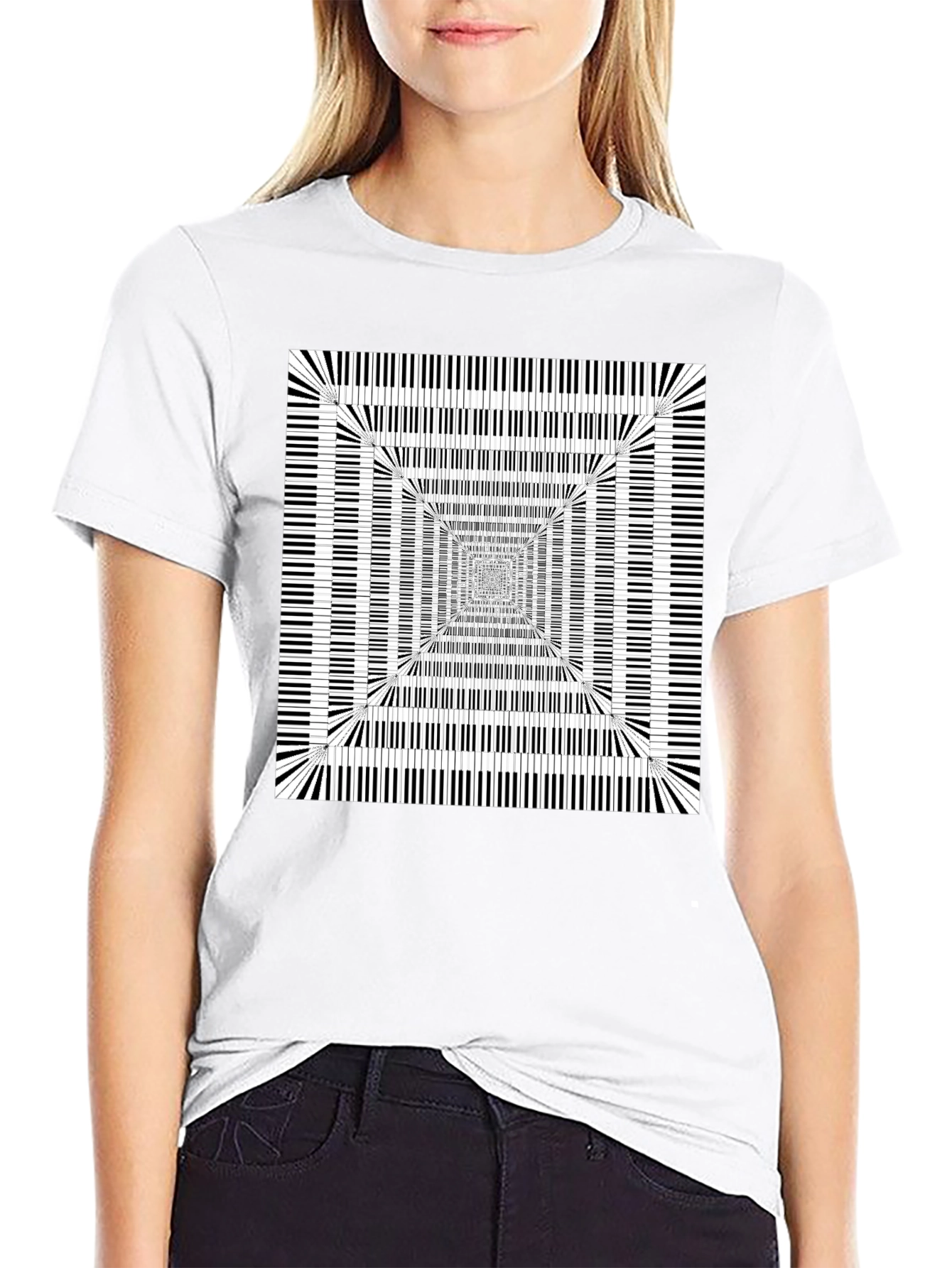 Optical Illusion Piano Keys Graphic Tee