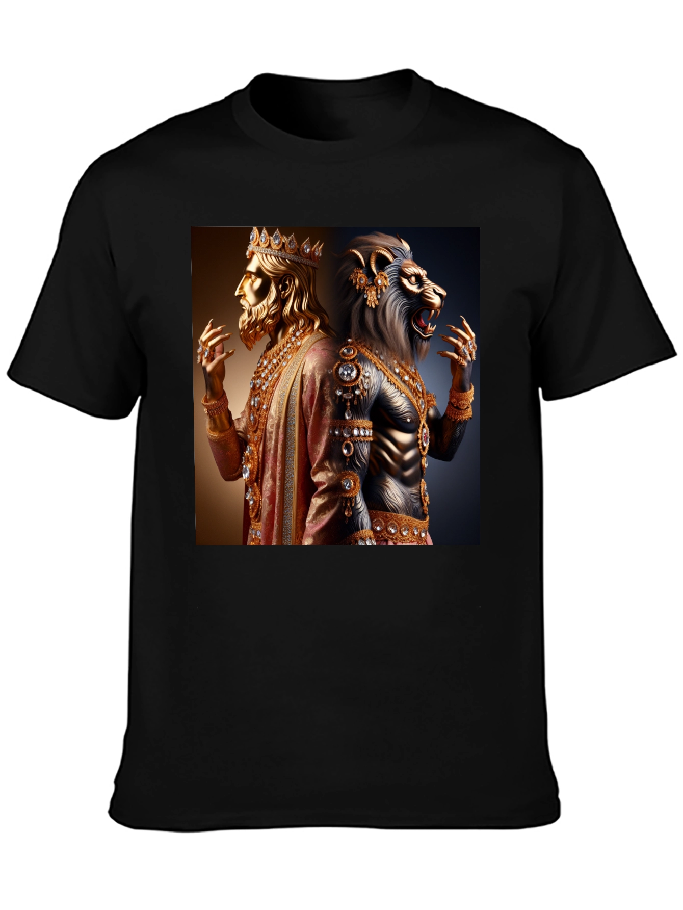 King and Lion Graphic Black T-Shirt
