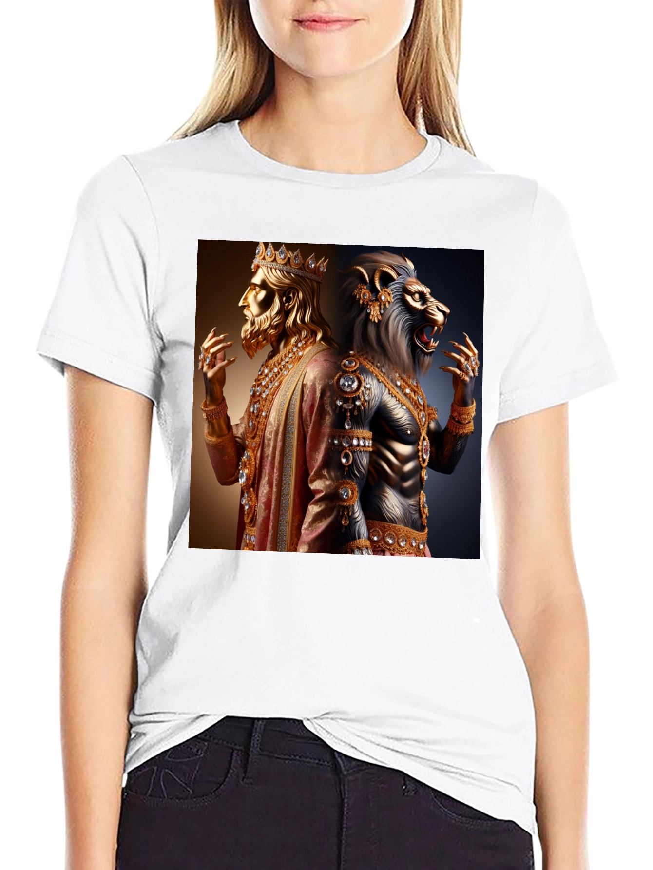 King and Lion Graphic Black T-Shirt