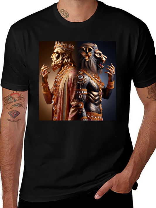 King and Lion Graphic Black T-Shirt