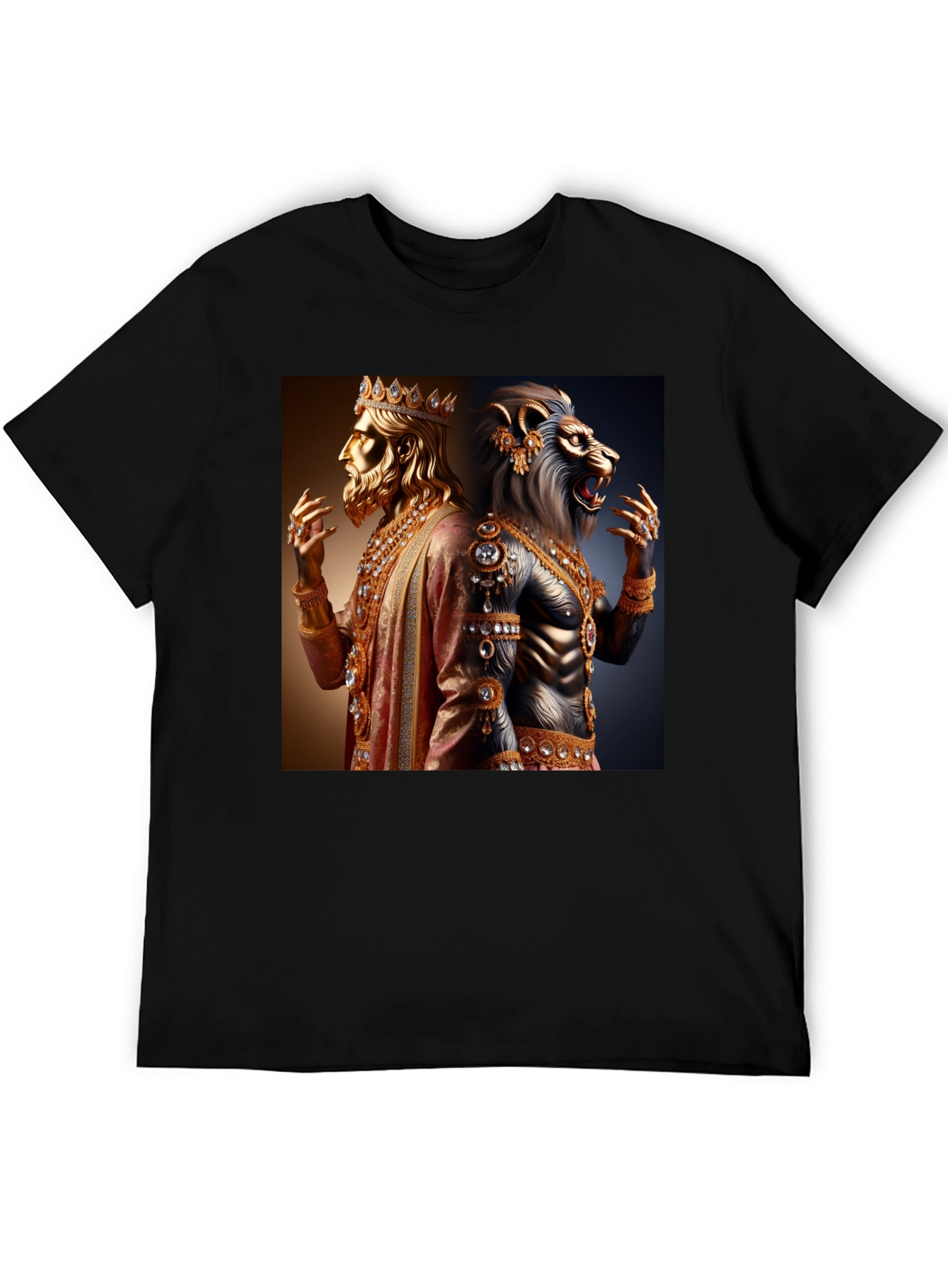 King and Lion Graphic Black T-Shirt