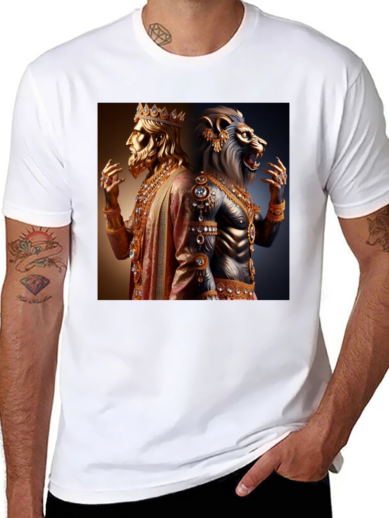King and Lion Graphic Black T-Shirt