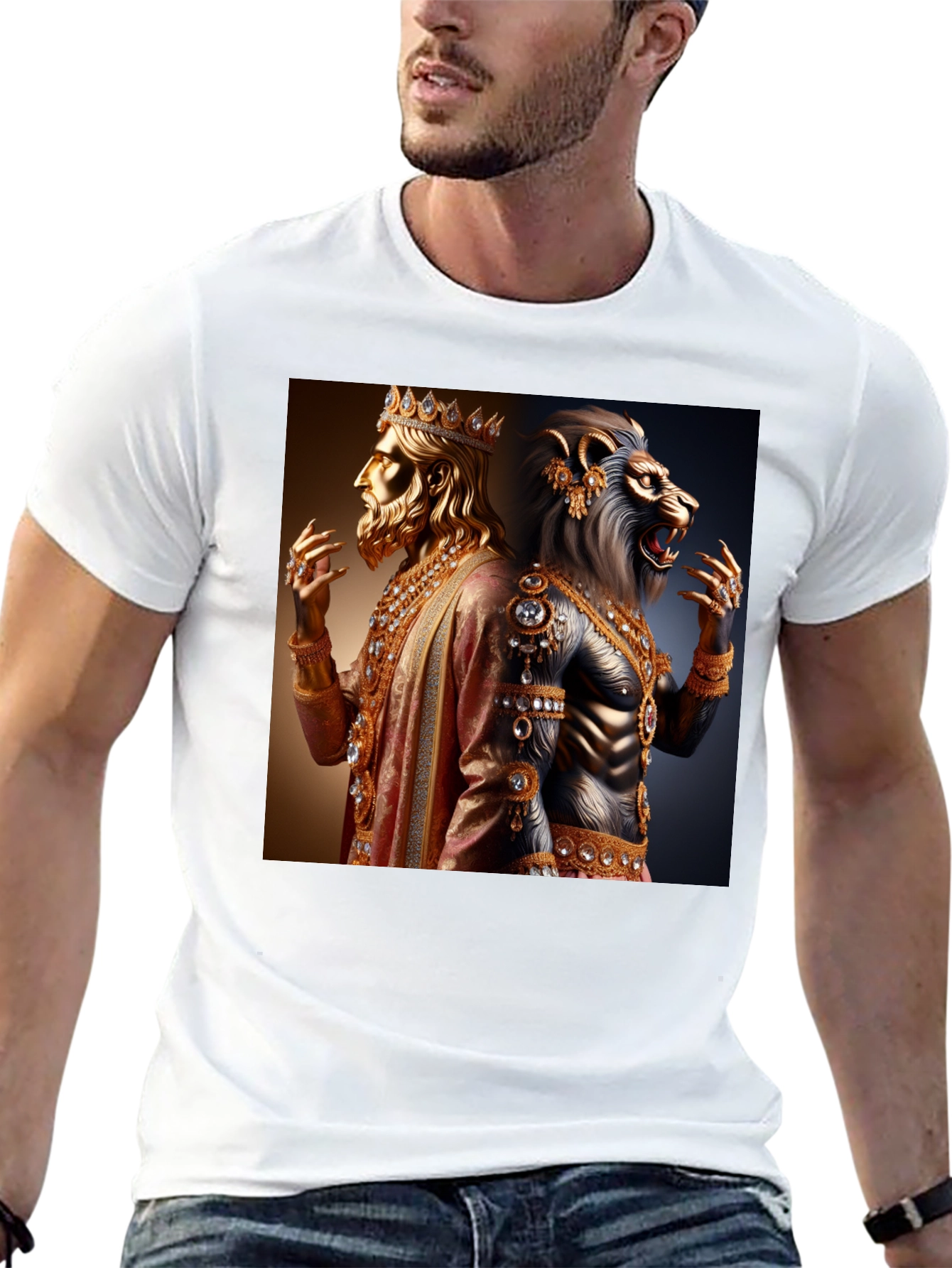 King and Lion Graphic Black T-Shirt