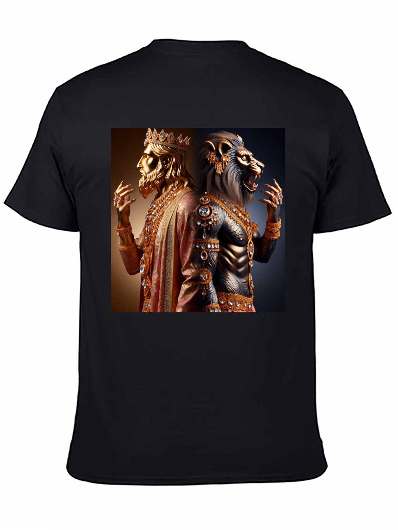 King and Lion Graphic Black T-Shirt