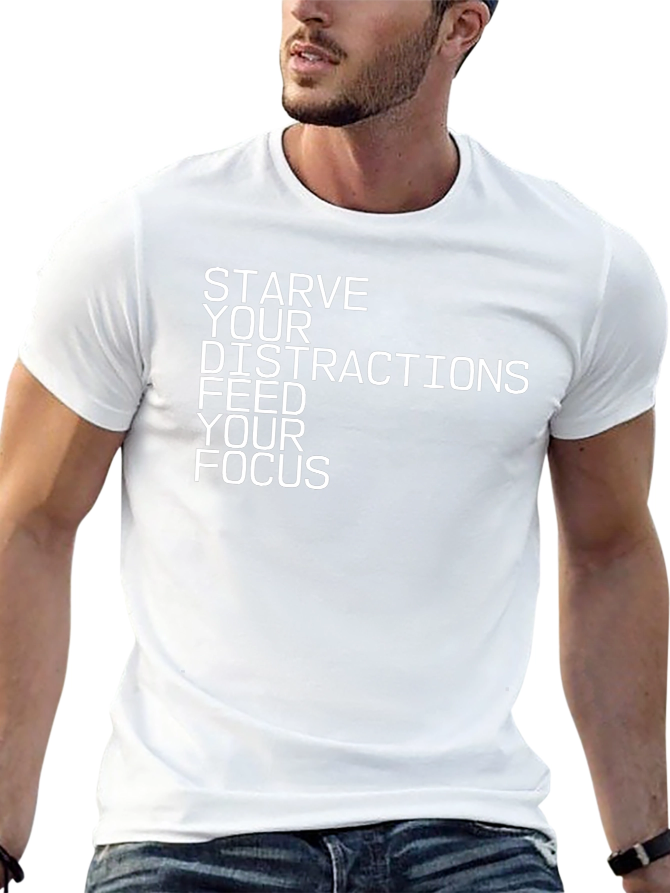 Starve Distractions Feed Focus Black Graphic Tee