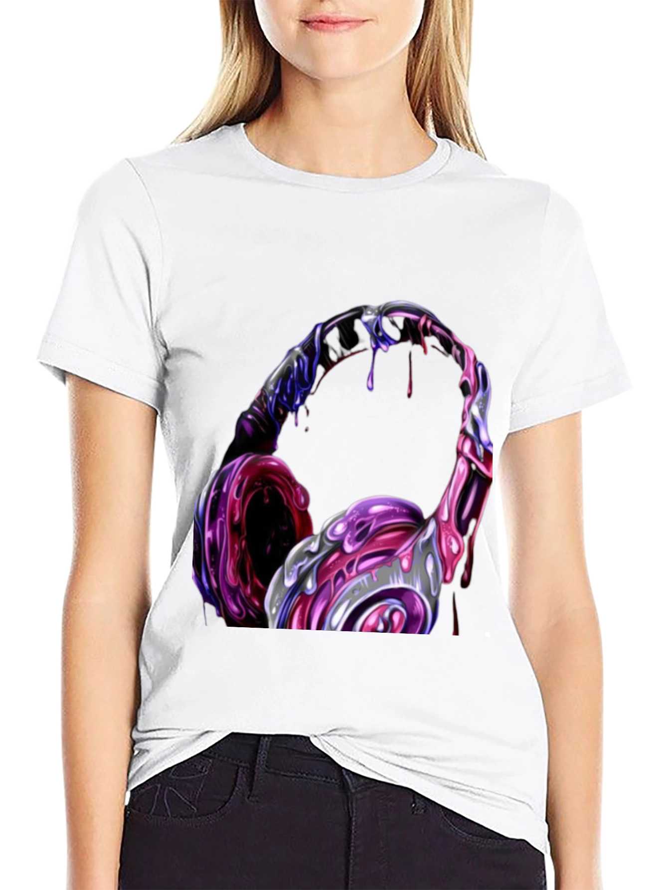 Cool Headphones Graphic Black T-Shirt