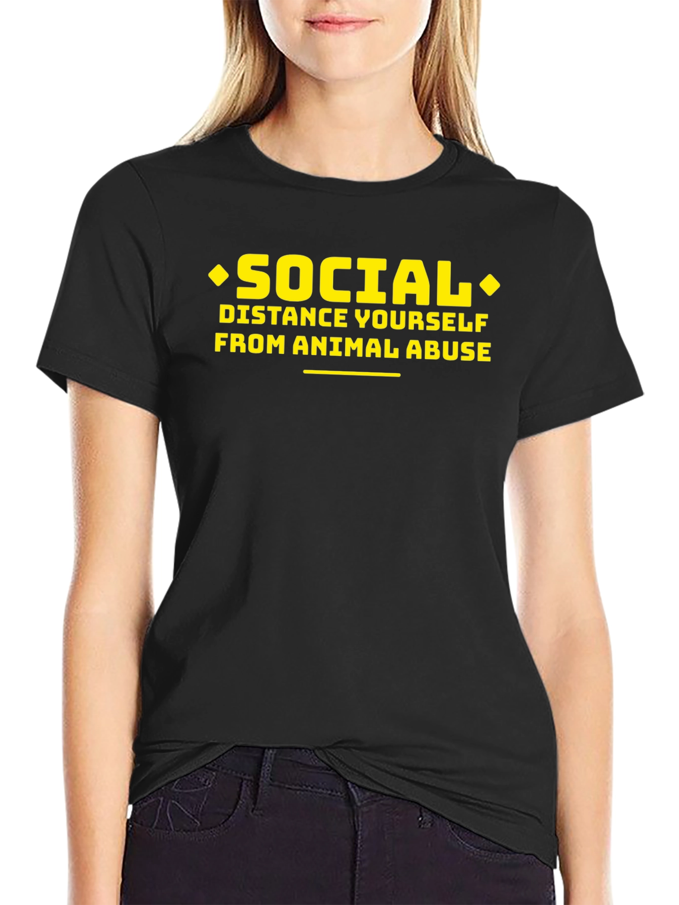 Social Distance From Animal Abuse Black T-Shirt